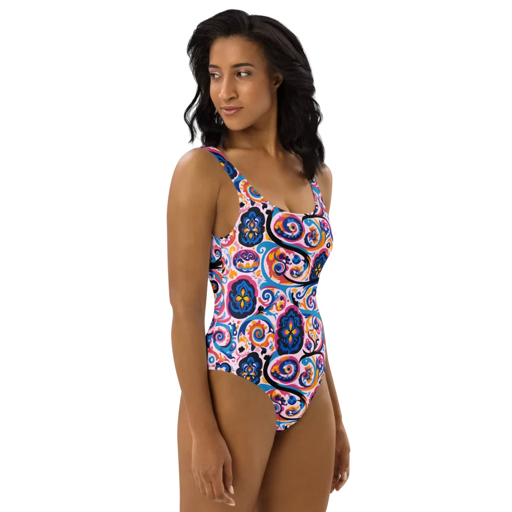 Carnival Paisley on One-Piece Swimsuit — Right