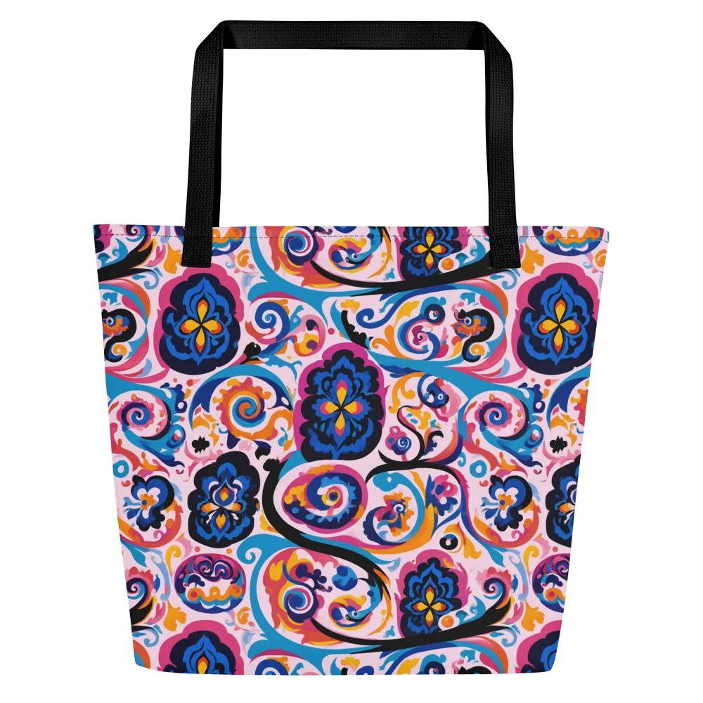 Carnival Paisley on Large Tote Bag W/ Pocket — Front