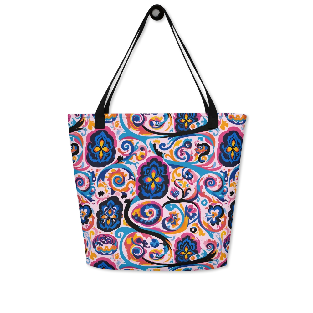 Carnival Paisley on Large Tote Bag W/ Pocket — Front