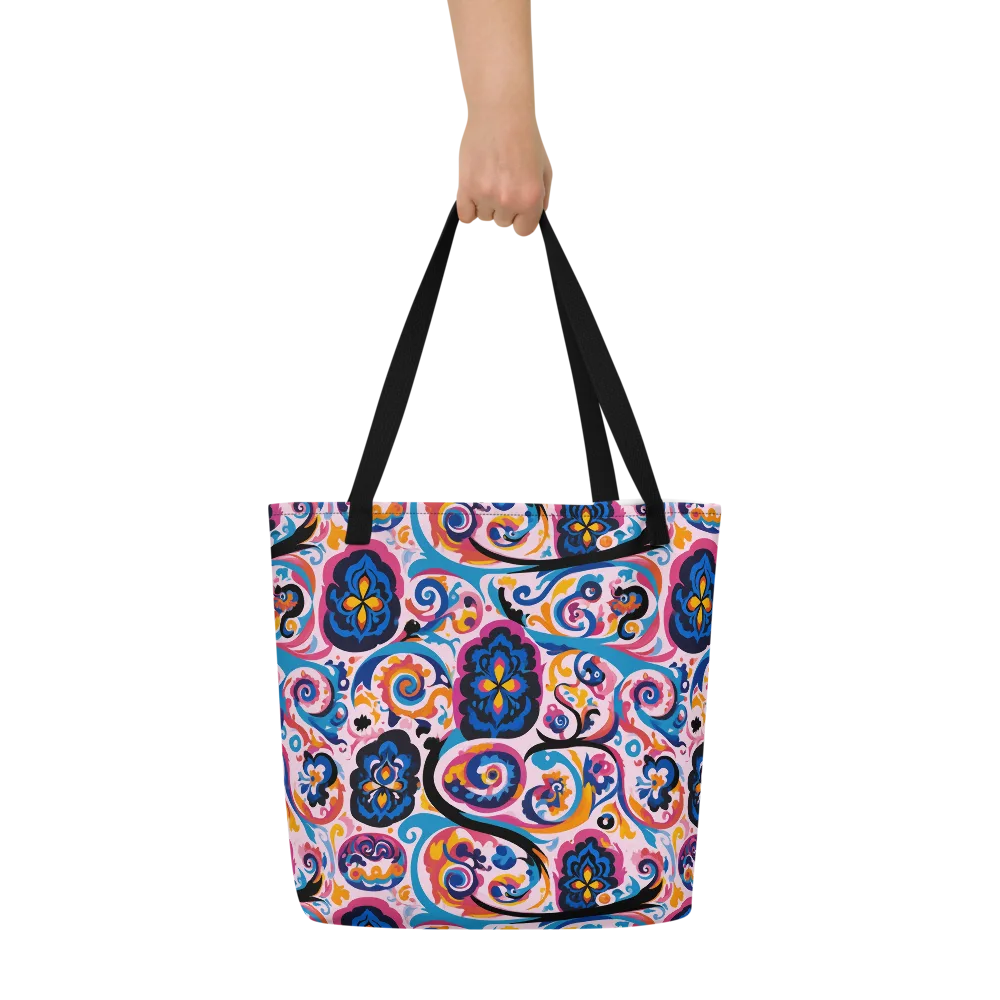 Carnival Paisley on Large Tote Bag W/ Pocket — Front