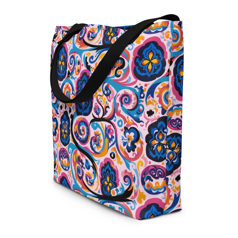 Carnival Paisley on Large Tote Bag W/ Pocket — Front