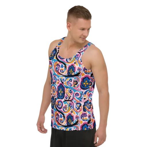 Carnival Paisley on a Men's Tank Top
