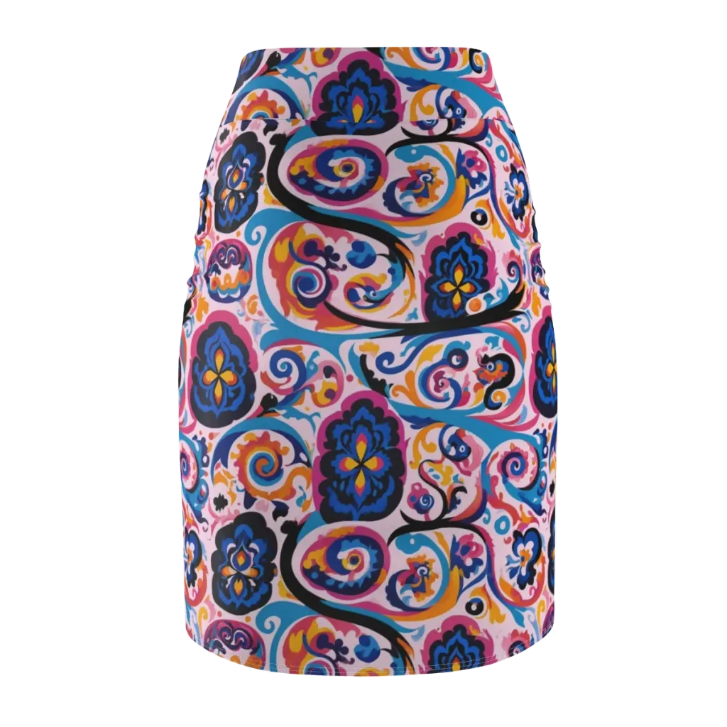 Carnival Paisley on Pencil Skirt — Back