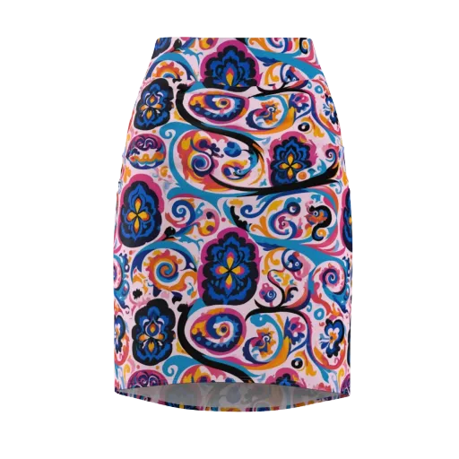 Carnival Paisley on a Pencil Skirt