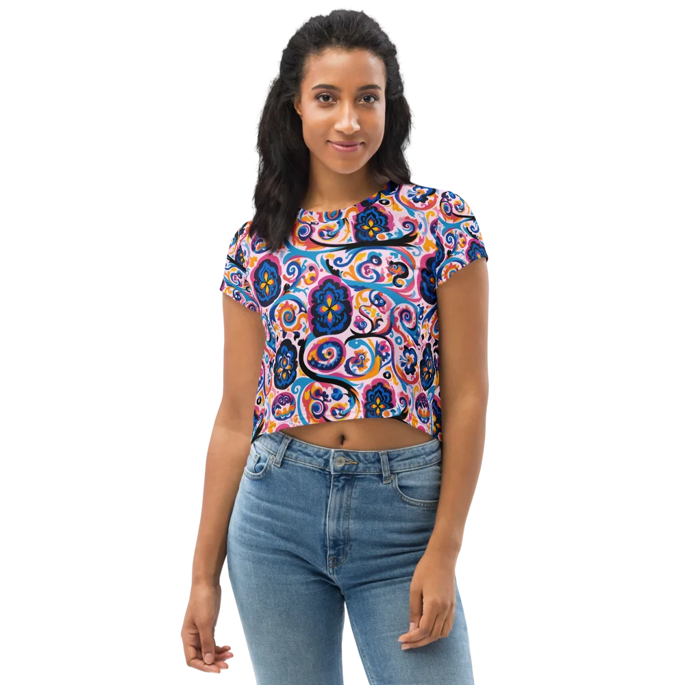 Carnival Paisley on Crop Tee — Front