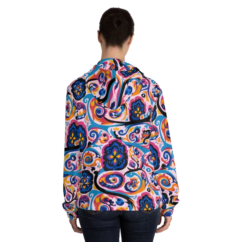 Carnival Paisley on Women's Full-Zip Hoodie — Back On Person
