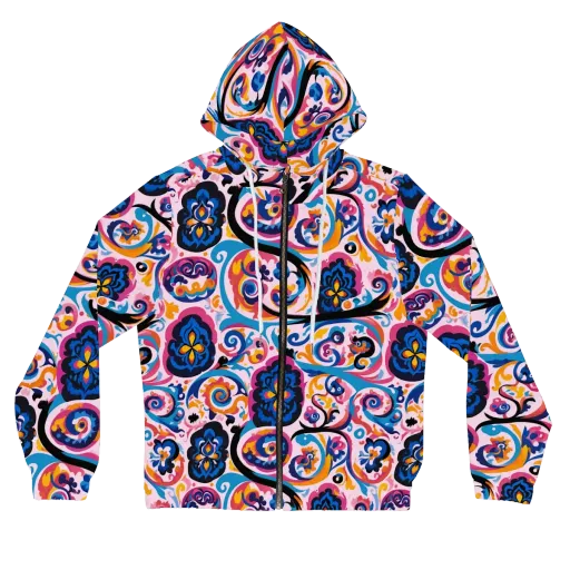 Carnival Paisley on a Women's Full-Zip Hoodie