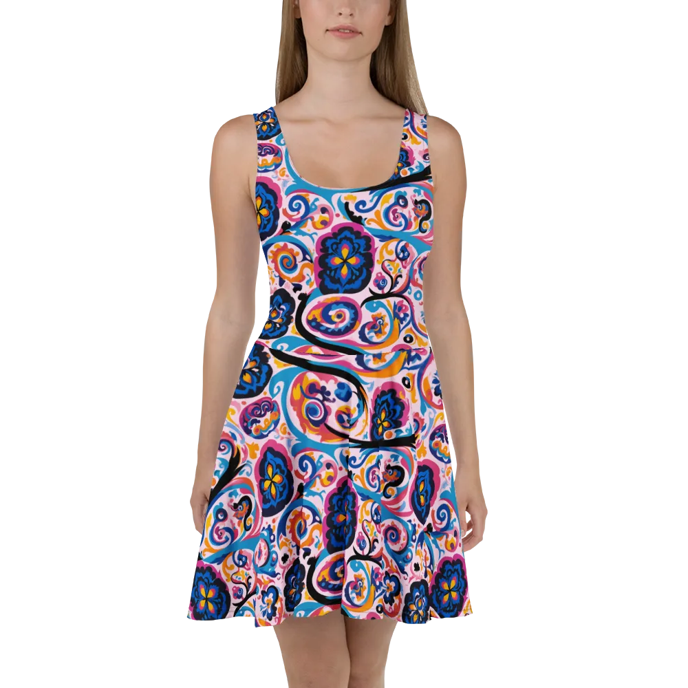 Carnival Paisley on Skater Dress — Front