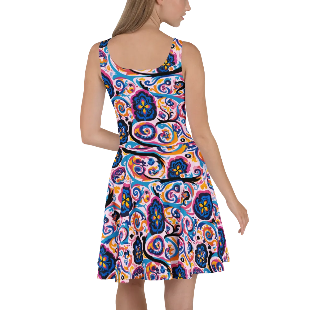 Carnival Paisley on Skater Dress — Back