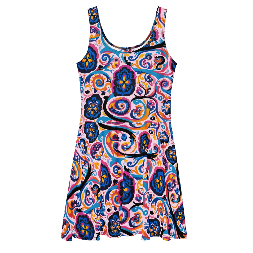 Carnival Paisley on Skater Dress — Front