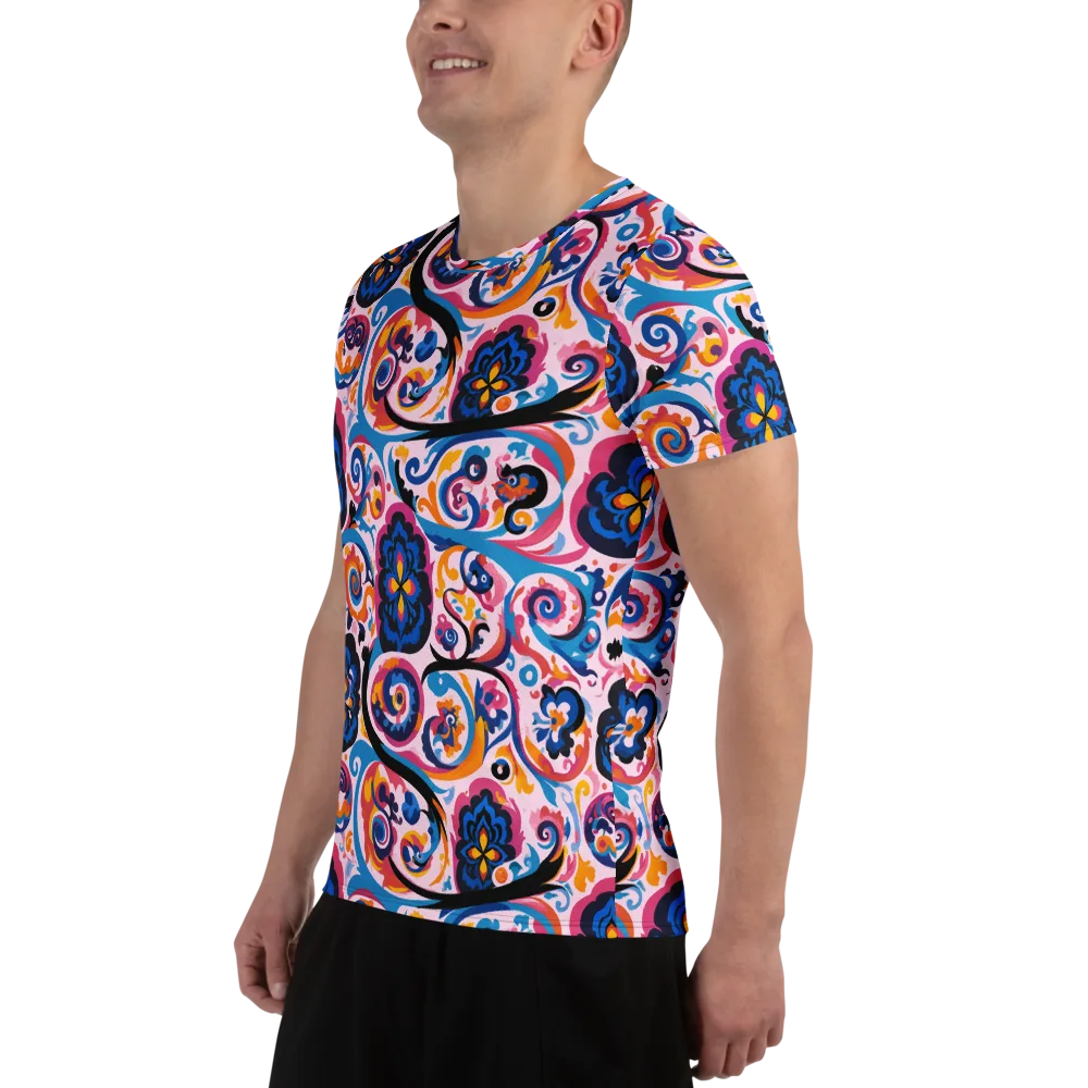 Carnival Paisley on Men's Athletic T-Shirt — Left