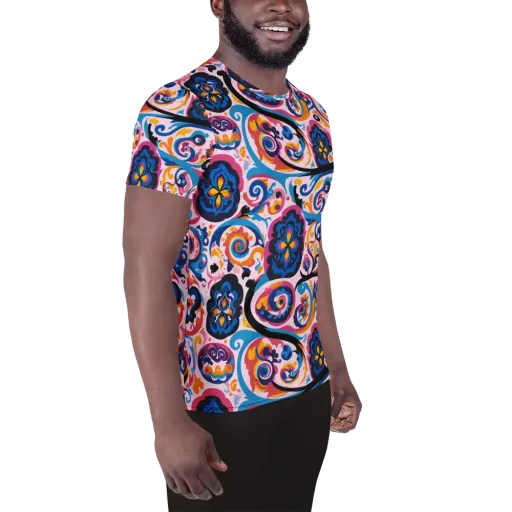 Carnival Paisley on a Men's Athletic T-Shirt