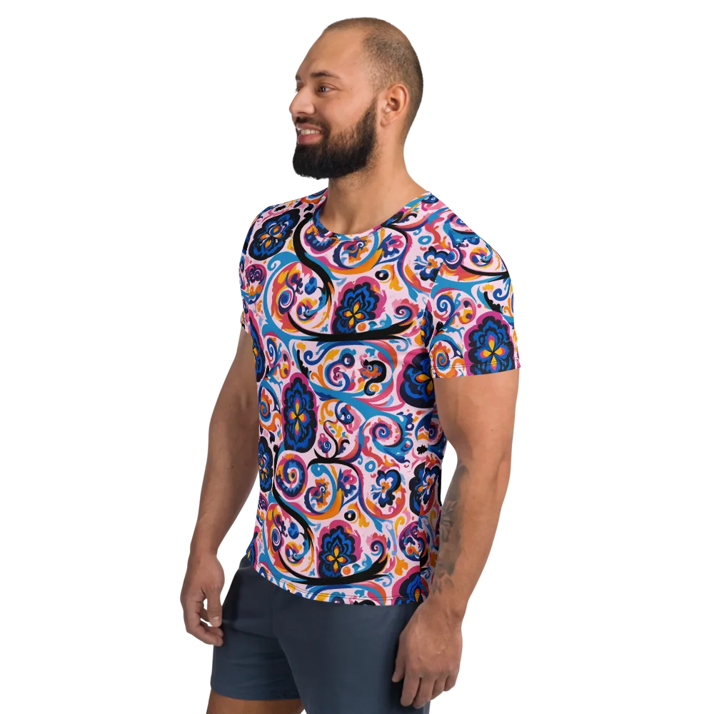 Carnival Paisley on Men's Athletic T-Shirt — Left