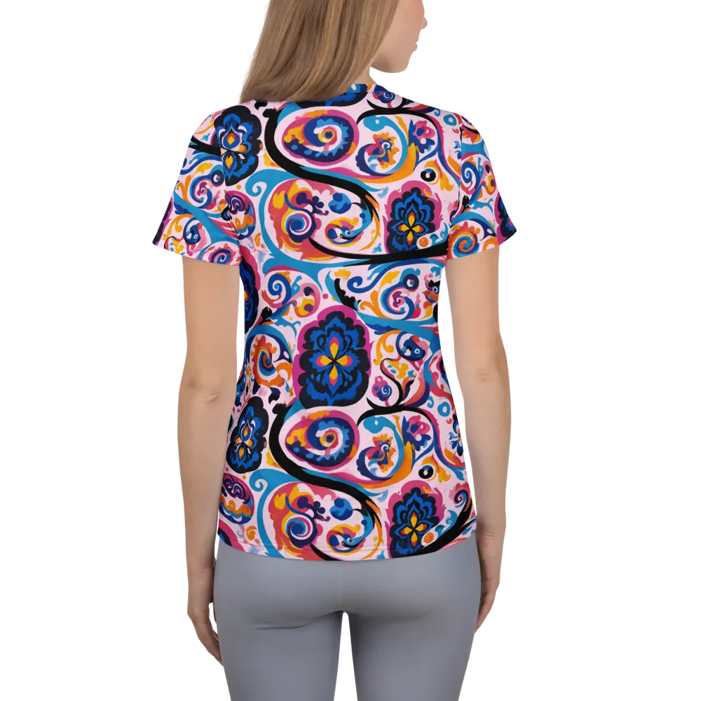 Carnival Paisley on Women's Athletic T-Shirt — Back