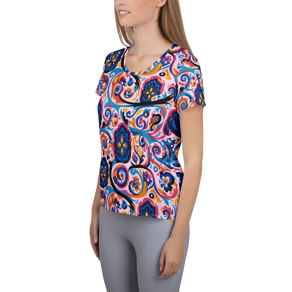 Carnival Paisley on Women's Athletic T-Shirt — Left