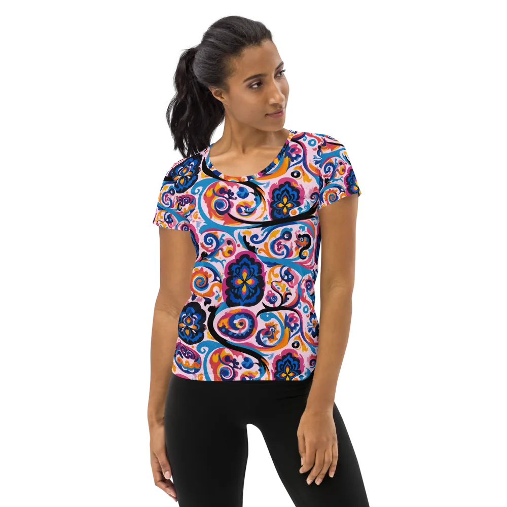 Carnival Paisley on Women's Athletic T-Shirt — Front