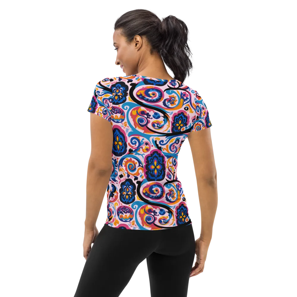 Carnival Paisley on Women's Athletic T-Shirt — Back
