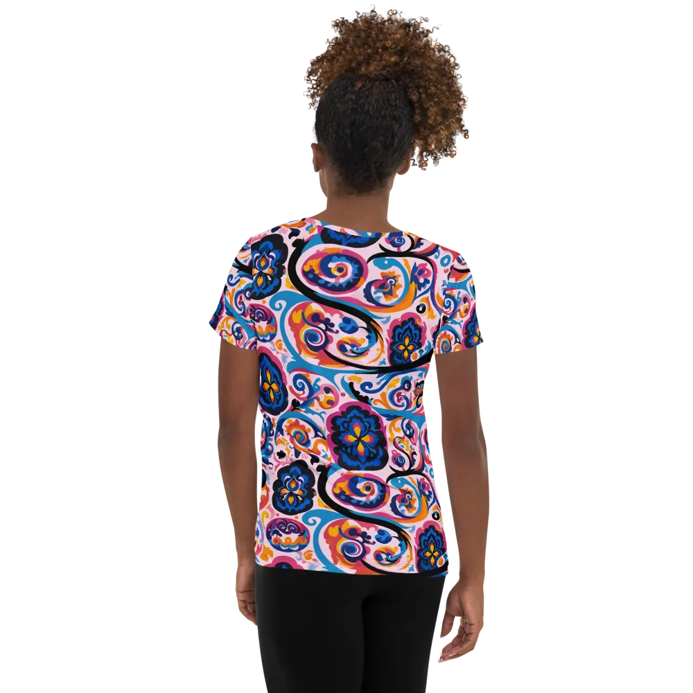 Carnival Paisley on Women's Athletic T-Shirt — Back
