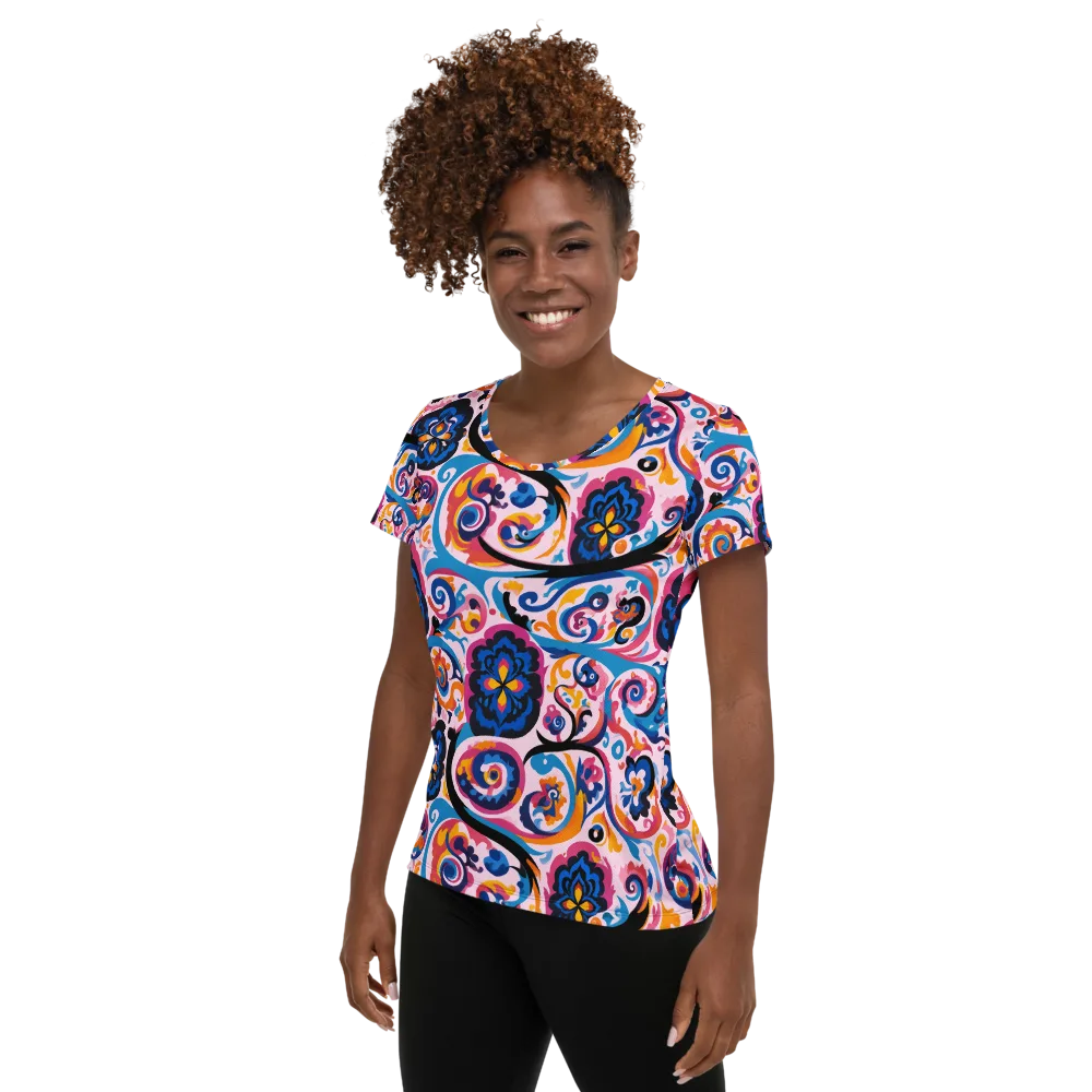 Carnival Paisley on Women's Athletic T-Shirt — Left