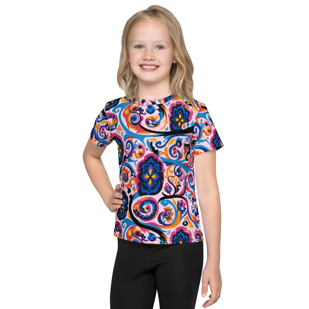 Carnival Paisley on Kids Crew Neck T-Shirt — Front