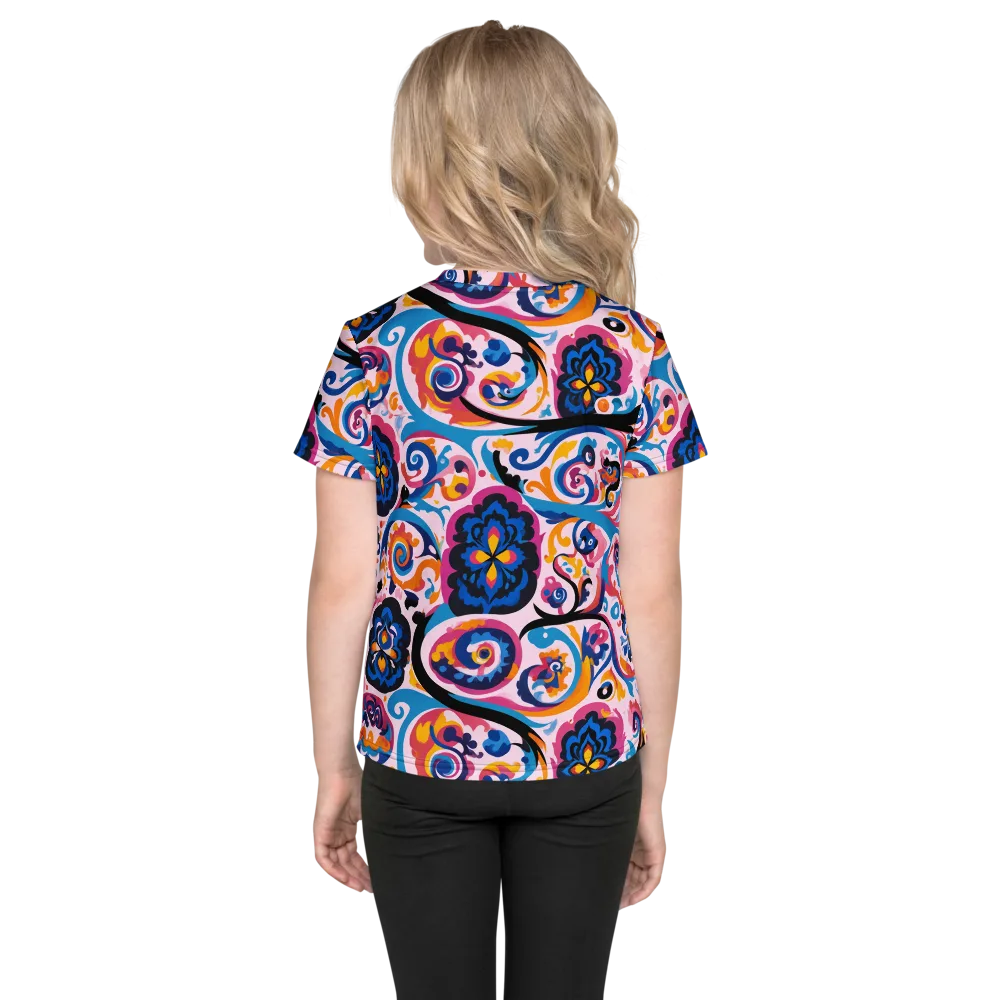 Carnival Paisley on Kids Crew Neck T-Shirt — Back