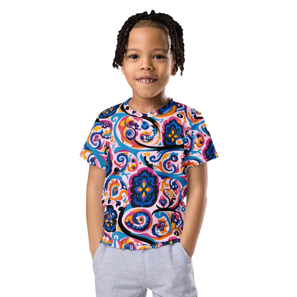 Carnival Paisley on Kids Crew Neck T-Shirt — Front