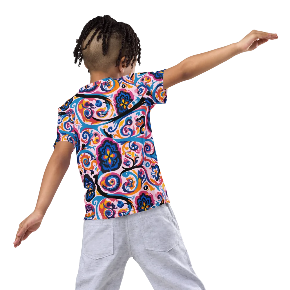 Carnival Paisley on Kids Crew Neck T-Shirt — Back
