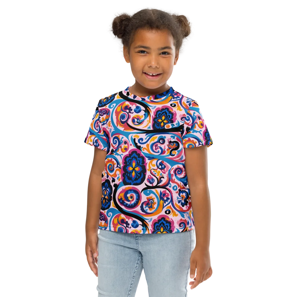 Carnival Paisley on Kids Crew Neck T-Shirt — Front