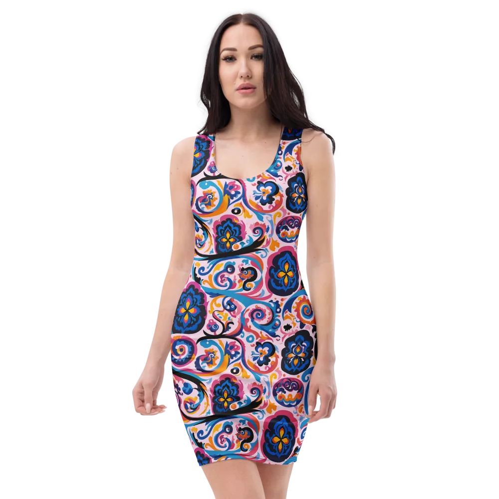 Carnival Paisley on Bodycon Dress — Front
