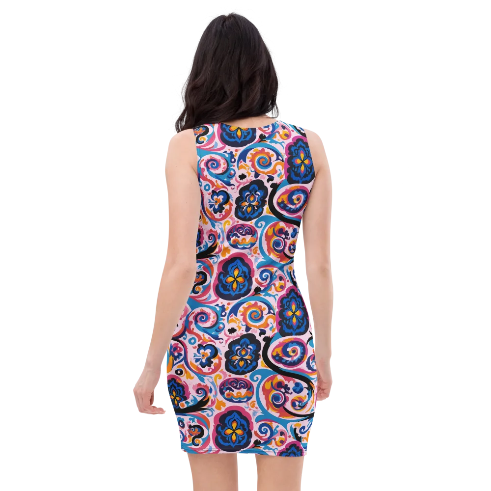 Carnival Paisley on Bodycon Dress — Back