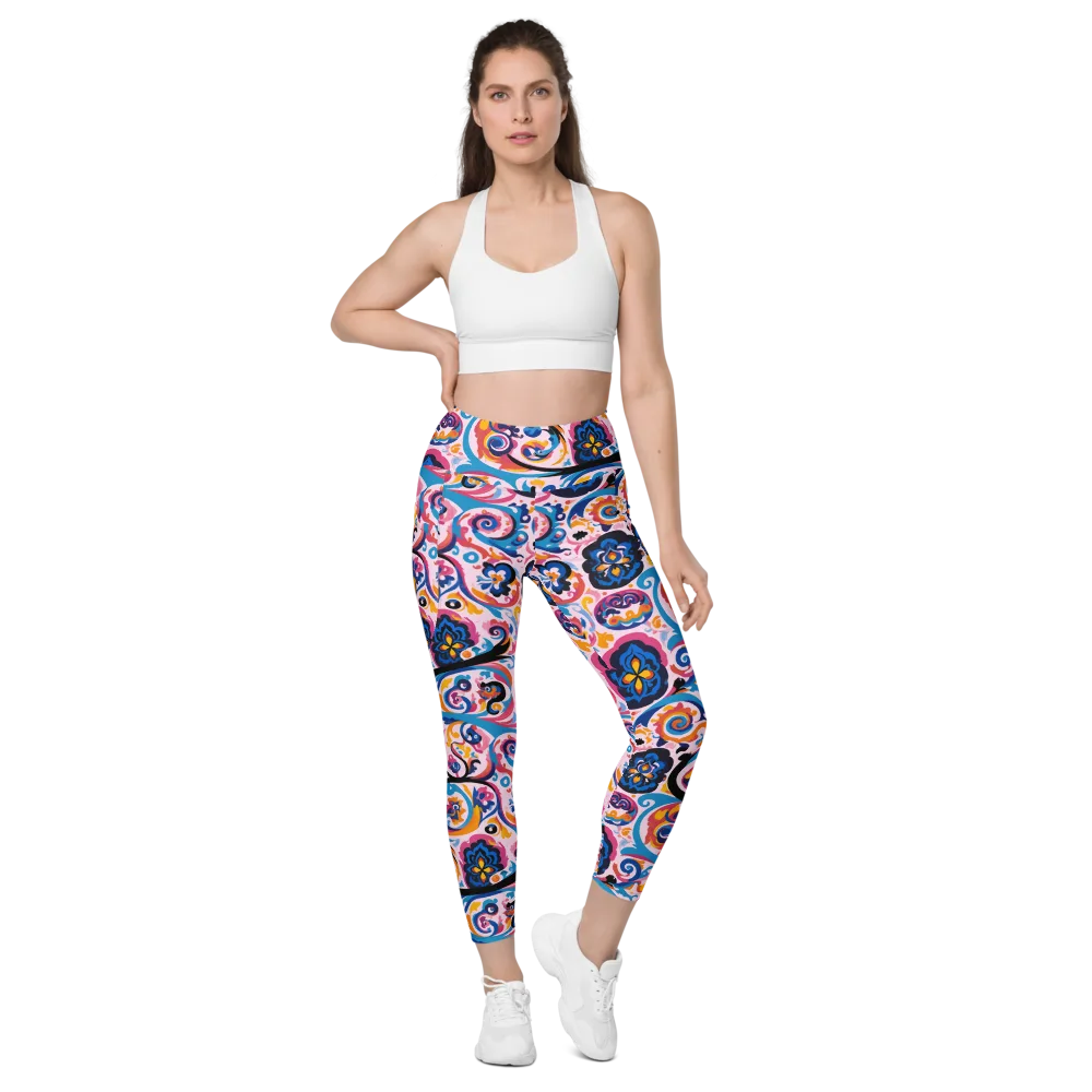 Carnival Paisley on Leggings with Pockets — Front