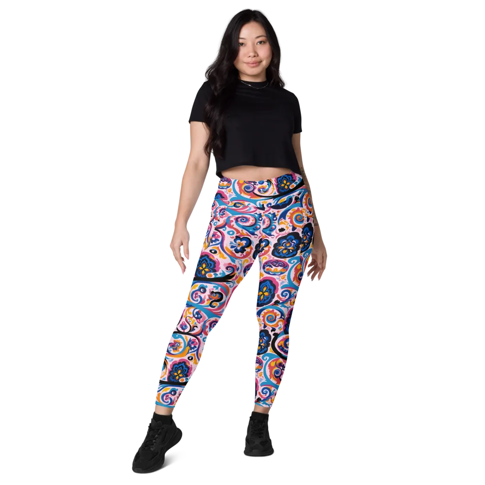 Carnival Paisley on Leggings with Pockets — Front