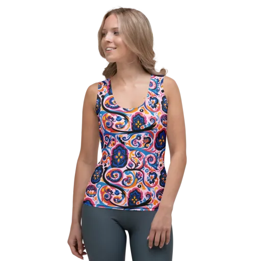 Carnival Paisley on a Women's Tank Top
