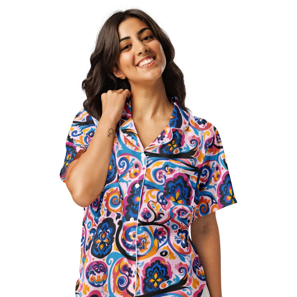 Carnival Paisley on Women's Short Sleeve Pajama Top — Front
