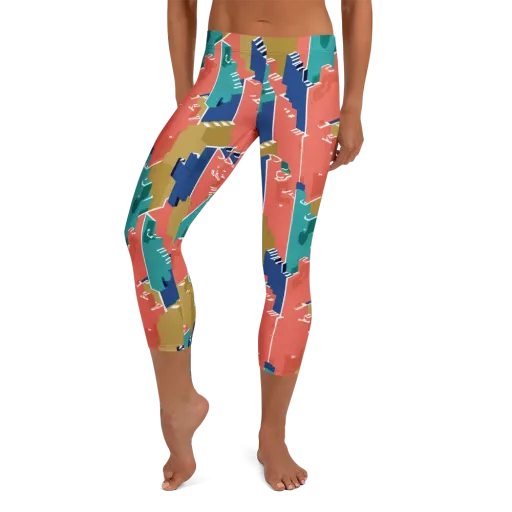 Coral Skyline on a Capri Leggings