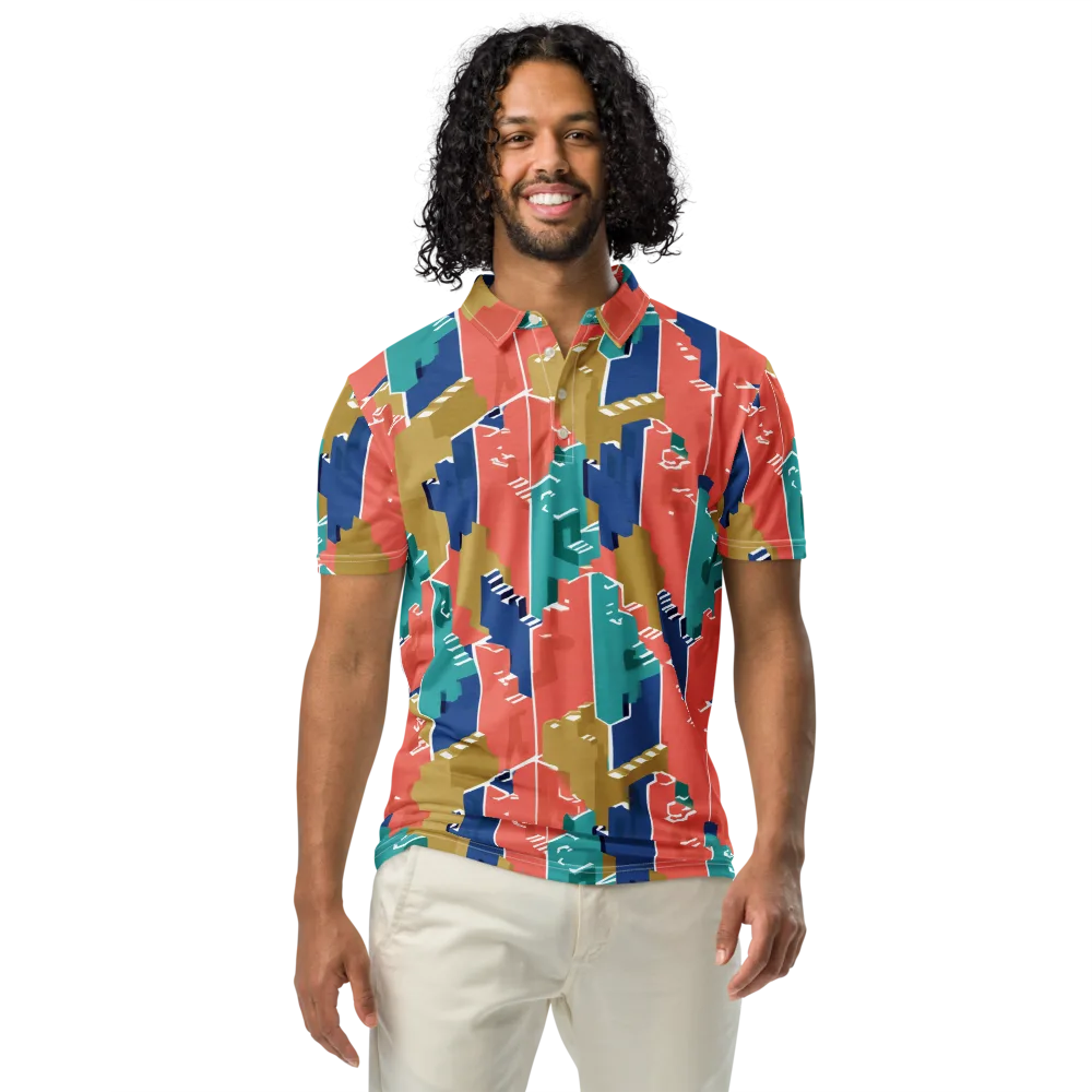 Coral Skyline on Men's Slim Fit Polo Shirt — Front