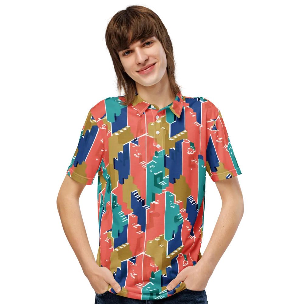 Coral Skyline on Men's Slim Fit Polo Shirt — Front