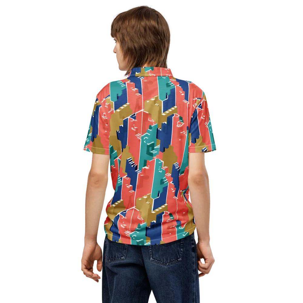 Coral Skyline on Men's Slim Fit Polo Shirt — Back