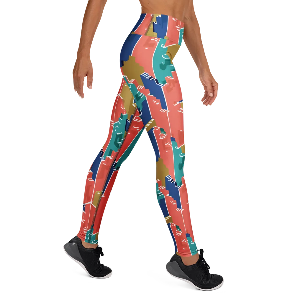 Coral Skyline on Yoga Leggings — Right