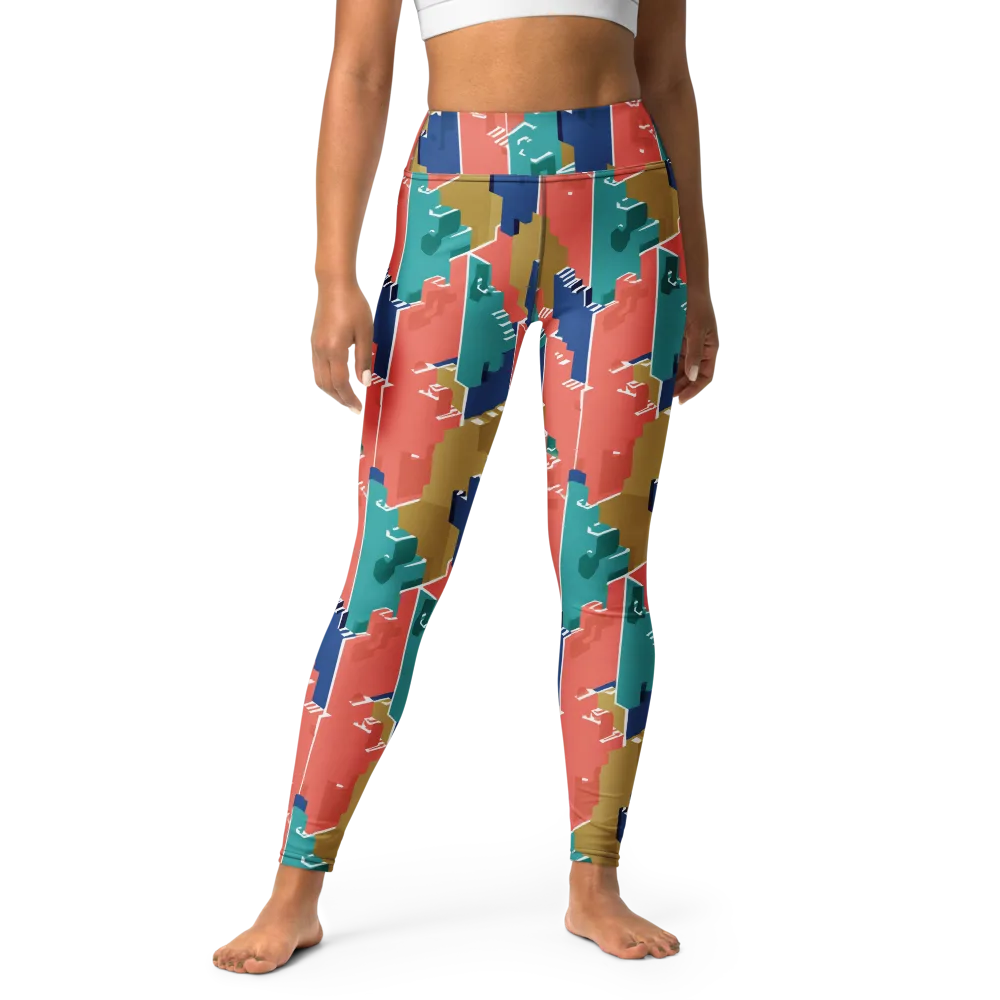 Coral Skyline on Yoga Leggings — Front
