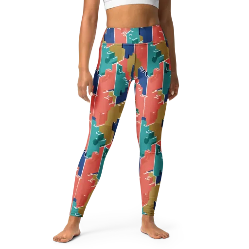 Coral Skyline on a Yoga Leggings