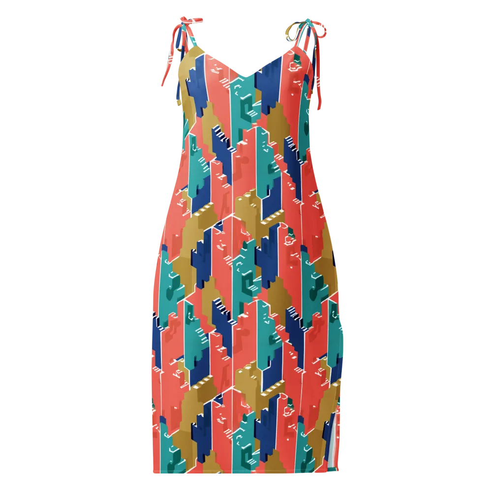Coral Skyline on Slip Dress — Front