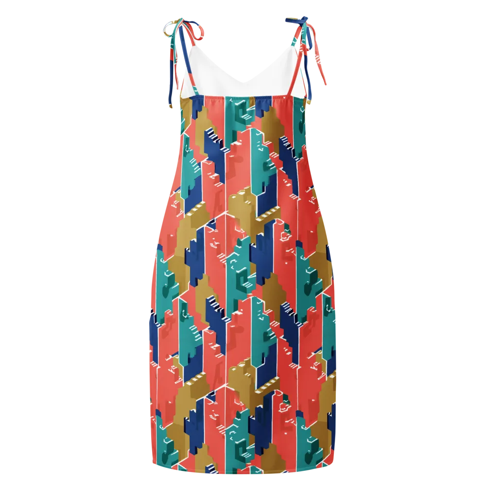 Coral Skyline on Slip Dress — Back