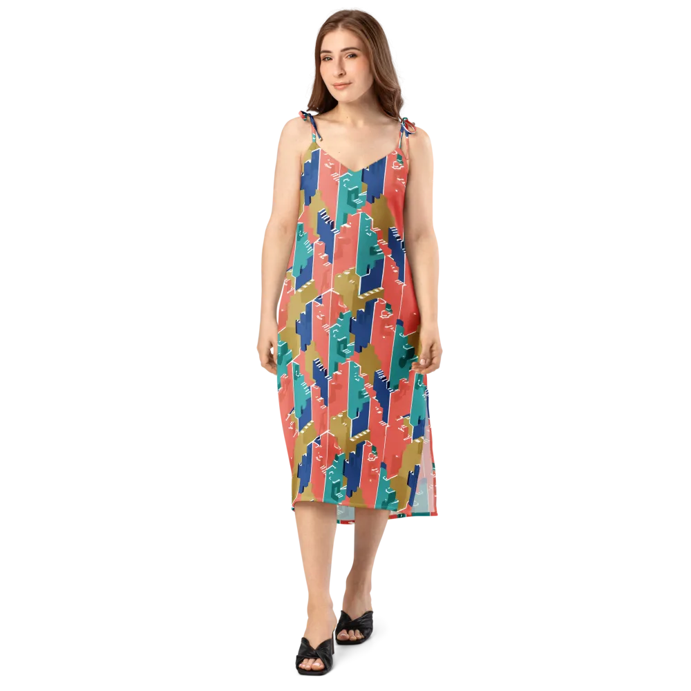 Coral Skyline on Slip Dress — Front