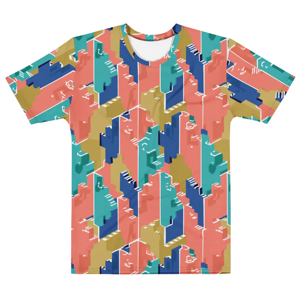 Coral Skyline on Men's Cotton Crew Neck T-Shirt — Front