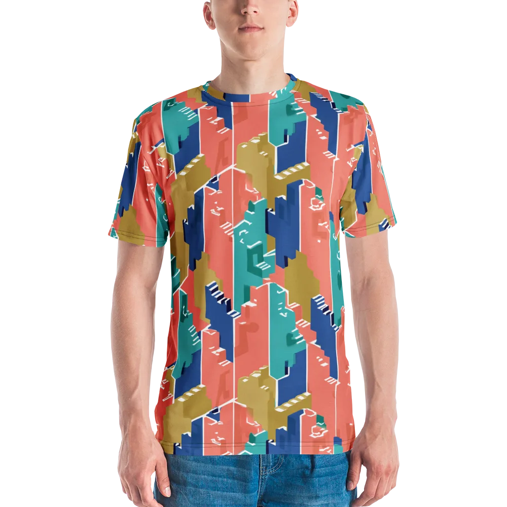 Coral Skyline on Men's Crew Neck T-Shirt — Front