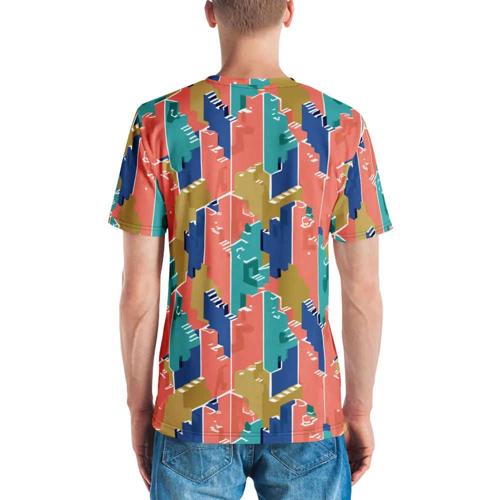 Coral Skyline on Men's Crew Neck T-Shirt — Back