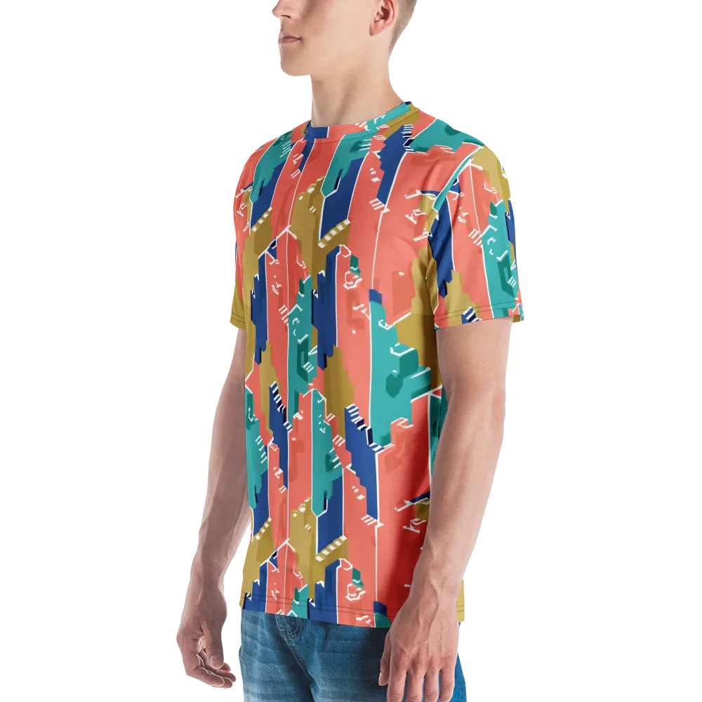Coral Skyline on Men's Crew Neck T-Shirt — Left