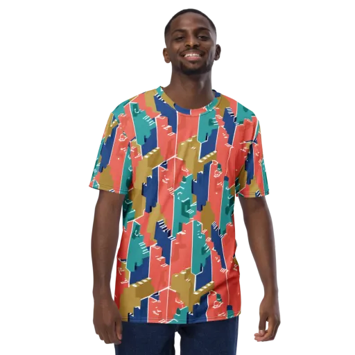 Coral Skyline on a Men's Crew Neck T-Shirt