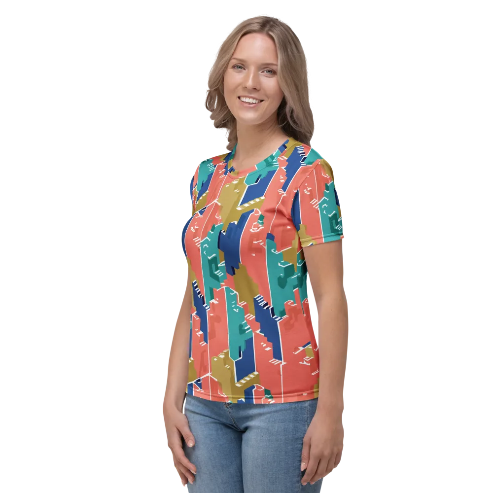 Coral Skyline on Women's Crew Neck T-Shirt — Left